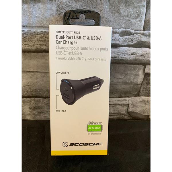 Dual Port USB-C & USB-A Car Charger - 32W