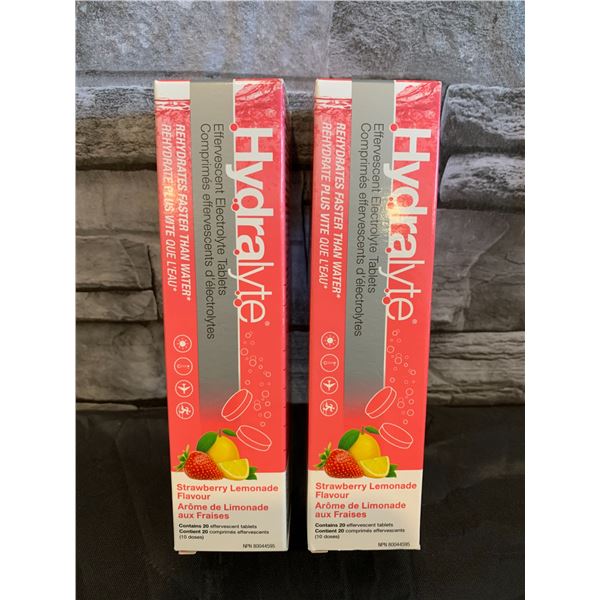 Lot of 2 Hydralyte Electrolyte Tablets - Strawberry Lemonade Flavoured - 20 Tabs - BB 04-2027