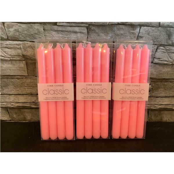 10" Candlesticks - Pink - 12 pcs