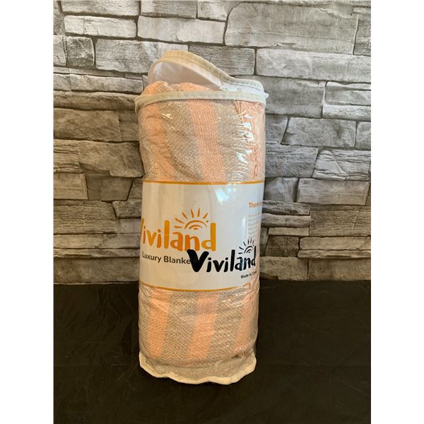 Viviland Luxury Blanket - Peach & Grey