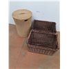 Image 1 : * (2) Wicker Storage Baskets - 22" x 15" x 11", Wicker Laundry Basket - 21" High x 16" Dia - Pickup