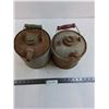 Image 1 : (2) Vintage Metal Gas Cans - 9" & 8" Tall - As is - Pickup Only