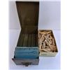 Image 2 : Vintage Metal File with Heading Cards, Bulk Wooden Clothes Pins
