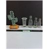 Image 1 : Arizona Glass Cactus Table Decor, (4) Vintage Glass Bottles