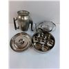 Image 2 : Vintage Pewter Pitcher, Metal Shell Table Decor, Spices Tin