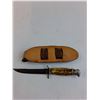 Image 2 : Antler Handled Hunting Knife & Leather Sheath - 10" Length