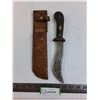 Image 1 : Plastic Handled Hunting Knife with Leather Sheath - 12" Length