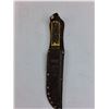 Image 3 : Antler Handled Hunting Knife with Leather Sheath - 9.5" Length