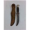 Image 2 : Plastic/Metal Handled Hunting Knife  with Leather Sheath - 9" Length