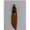 Image 3 : Wood/Metal Handled Hunting Knife with Leather Sheath - 9" Length