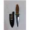 Image 2 : Wood/Metal Handled Knife with Leather Sheath - 7.5" Length - From Pakistan