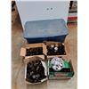 Image 1 : **Various Vintage Glass Bottles and Large Plastic Tote with Lid  --  PICKUP ONLY