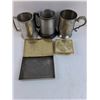 Image 3 : Vintage - 3 Pewter Steins, Ice Bucket, Pelican Box, Cigarette Tin, Wood Chilliwack Wall Art