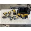 Image 1 : CORDLESS 20V DEWALT IMPACT GUN, DRYWALL SCREW GUN AND ATOMIC COMPACT SERIES IMPACT GUN, 3 BATTERIES,