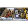 Image 2 : 3 TRAYS OF TOOLS INCLUDING WRENCHES, STAPLER, TAPE MEASURERS AND MORE