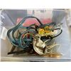 Image 2 : TOTE OF JUMPER CABLES, AXLE STANDS, POWER BAR, TOOLS AND MORE