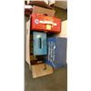 Image 2 : 2 BOXES OF ASSORTED TOOLS, ORGANIZERS AND PAINT SUPPLES WITH TACKLE BOX OF ELECTRICAL PARTS AND TOOL