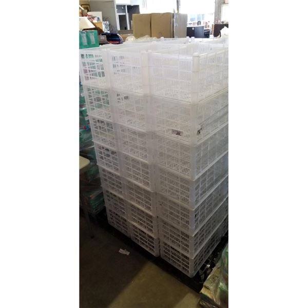 42 WHITE STACKING CRATES, 16 X 10 X 8 INCH