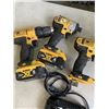 Image 2 : DEWALT 20V CORDLESS TOOL SET WITH 2 IMPACT GUNS, DRILL, 5AH AND 4 AH BATTERIES, CHARGER AND CARRY BA