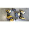 Image 2 : DEWALT 20V CORDLESS TOOL SET WITH 2 IMPACT GUNS AND DRILL, 2 4AH BATTERIES AND ONE 2AH, CHARGER AND 