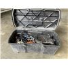 Image 1 : DEWALT TOOL BOX WITH GEL KUNYS KNEE PADS AND ASSORTED HAND TOOLS