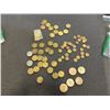 Image 1 : ASSORTED WORLD CURRENCY AND WOODEN TOKENS
