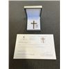 Image 2 : GOLD PLATED STERLING SILVER NATURAL SMOKY QUARTZ (10.10CT) CROSS PENDANT WITH GOLD PLATED STERLING S