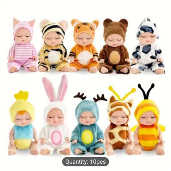 NEW 10PCS MINI YOUNGSTERS'S DOLLS, 4-INCH REALISTIC ANIMAL COSTUME DOLLS