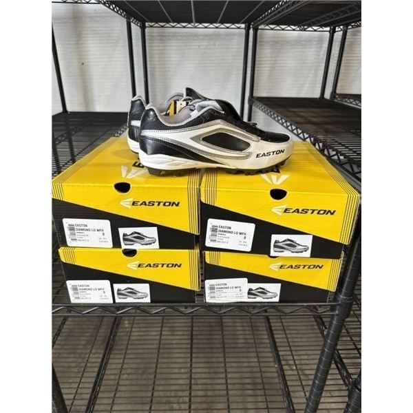 4 NEW EASTON DIAMOND LO WFII BASEBALL CLEATS SIZE WOMENS 8, BLACK / WHITE