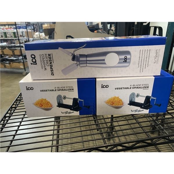 WHIPPED CREAM DISPENSER AND 2 VEGETABLE SPIRILIZERS