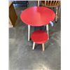 Image 1 : TWO SMALL ROUND RED TABLES