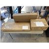 Image 1 : WHITE TRIPLE MONITOR DESK MOUNT-2PNEUMATICARMS +1 FIXED, EXTRA LONG UNDER DESK DRAWER AND KEYBOARD T