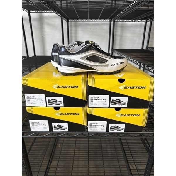 4 NEW EASTON DIAMOND LO WFII BASEBALL CLEATS SIZE WOMENS 9, BLACK / WHITE