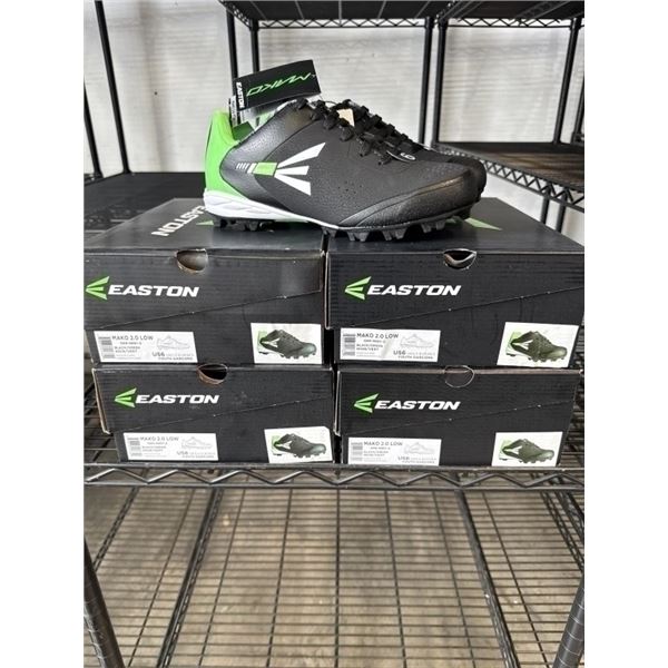 4 NEW EASTON MAKO 2.0 LOW BASEBALL CLEATS SIZE US 6 YOUTH, BLACK / GREEN