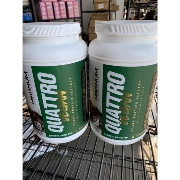 2 NEW MAGNUM QUATTRO VEGAN PLANT PROTEIN ISOLATE DRINK MIX, CHOCOLATE, 2LBS EACH