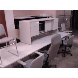 Large Lot Of Grey Office Furniture Including
