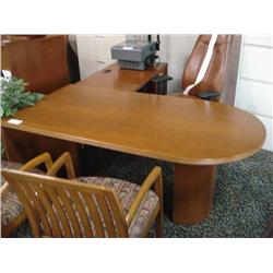 Cherry Bullet Top L-shape Executive Desk