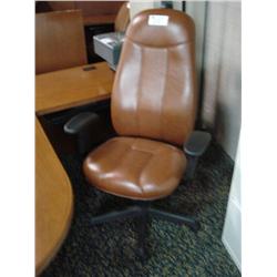 Tan Leather High Back Ergonomic Chair
