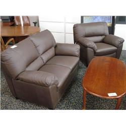Dark Brown Leather 3 Piece Sofa Set