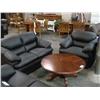 Image 2 : Black 3 Piece Leather Sofa Set