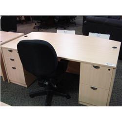 Maple Bow Front Double Pedestal Executive Desk