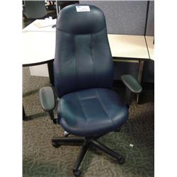 Blue Leather High Back Ergonomic Task Chair