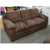 Image 1 : Dark Brown Microfibre Sofa & Love Seat