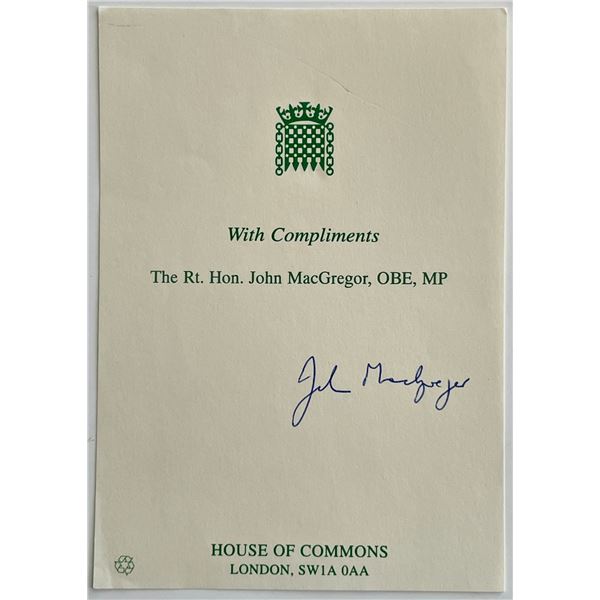 Member of Parliament John MacGregor signed note