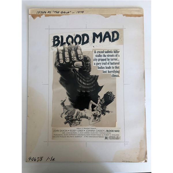 Blood Mad (The Glove) Original 1979 Vintage Movie Advertising Paste Up