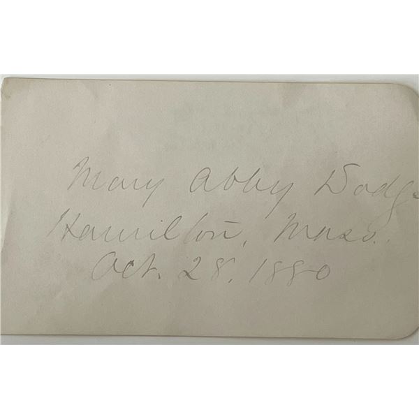 Author Mary A. Dodge autograph note