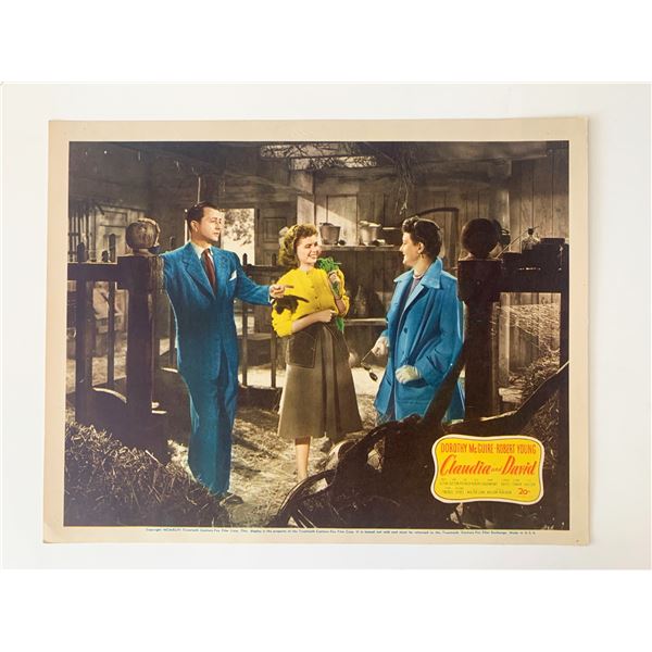 Claudia and David original 1946 vintage lobby card