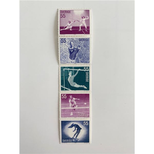 Set of 5 55 cent Swedish winter sports stamps