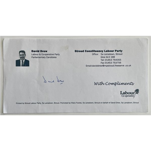 Parliamentary candidate David Drew signed note