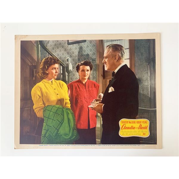 Claudia and David original 1946 vintage lobby card